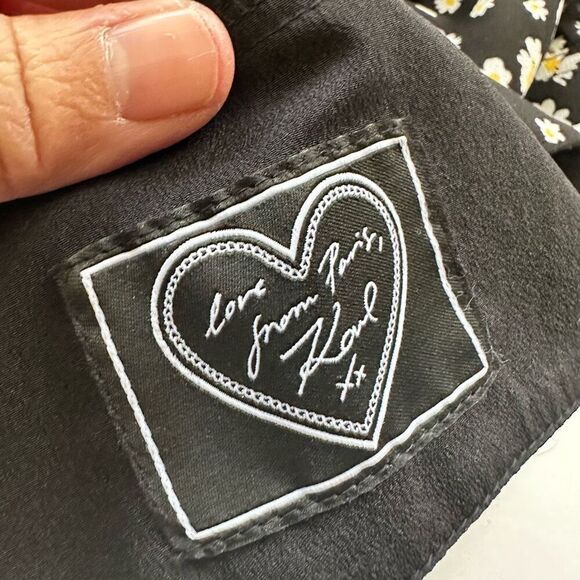 KARL LAGERFELD Floral Blouson Top‎ Puff 3/4 Sleeve Chiffon sz Medium - Picture 6 of 8